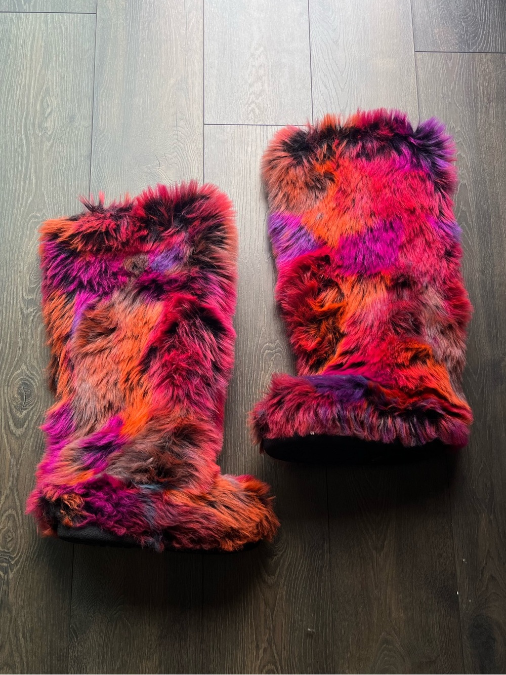 Multicolor Faux Fur Boots